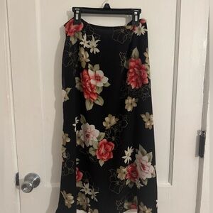 Vintage Black Floral Maxi Skirt